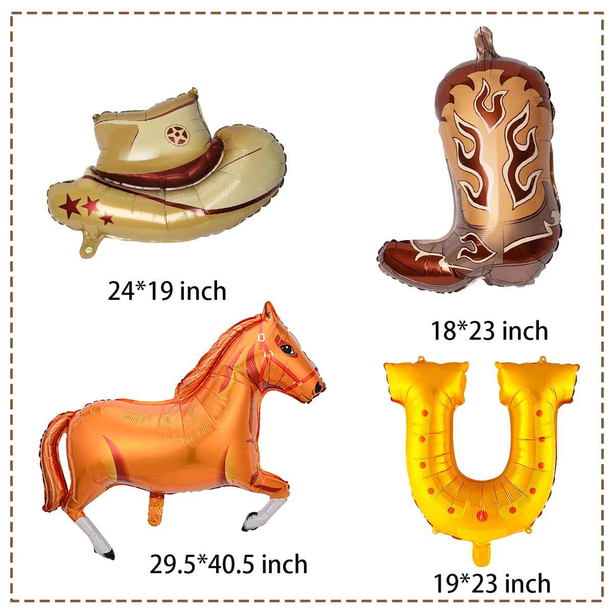 20Pcs Western Cowboy Balloons, 12 Inch Latex Brown Cow Print Balloons Horse Balloons for Cowboy Birthday Party Decorations, Western Cowboy Theme Party Decorations