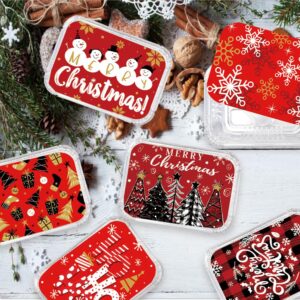 DIYDEC 36PCS Christmas Aluminum Food Containers with Lids 9 Styles Merry Christmas Foil Leftover Containers Disposable Cookie Tins Storage Pans for Winter Holiday Gift Giving Party Supplies (Style A)