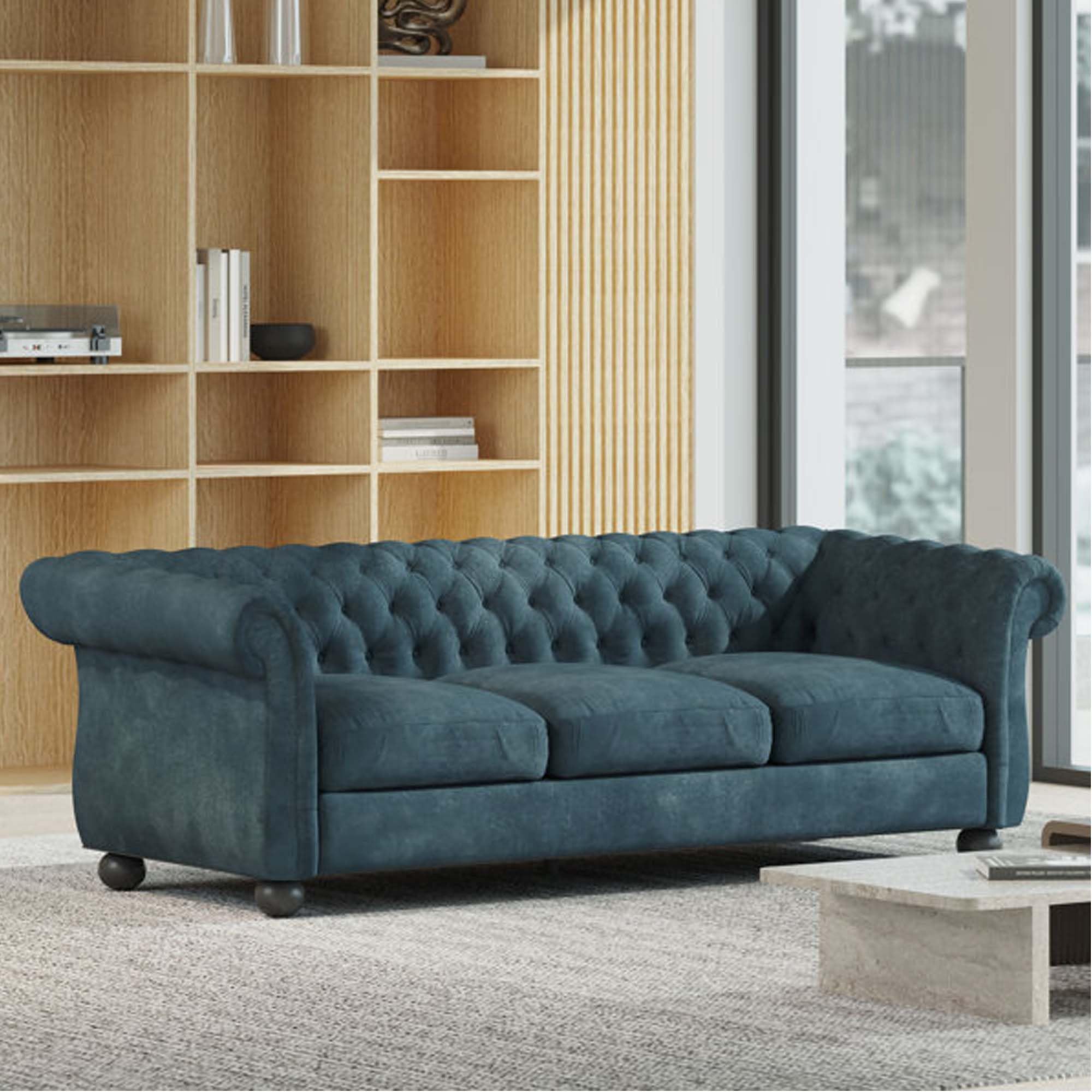 Eafurn Vintage Chesterfield Loveseat Sofa Sleeper Love Seat, Modern Deep Button Tufted Sectional Couch with Rolled Arms and Solid Wood Legs for Living Room Apartment