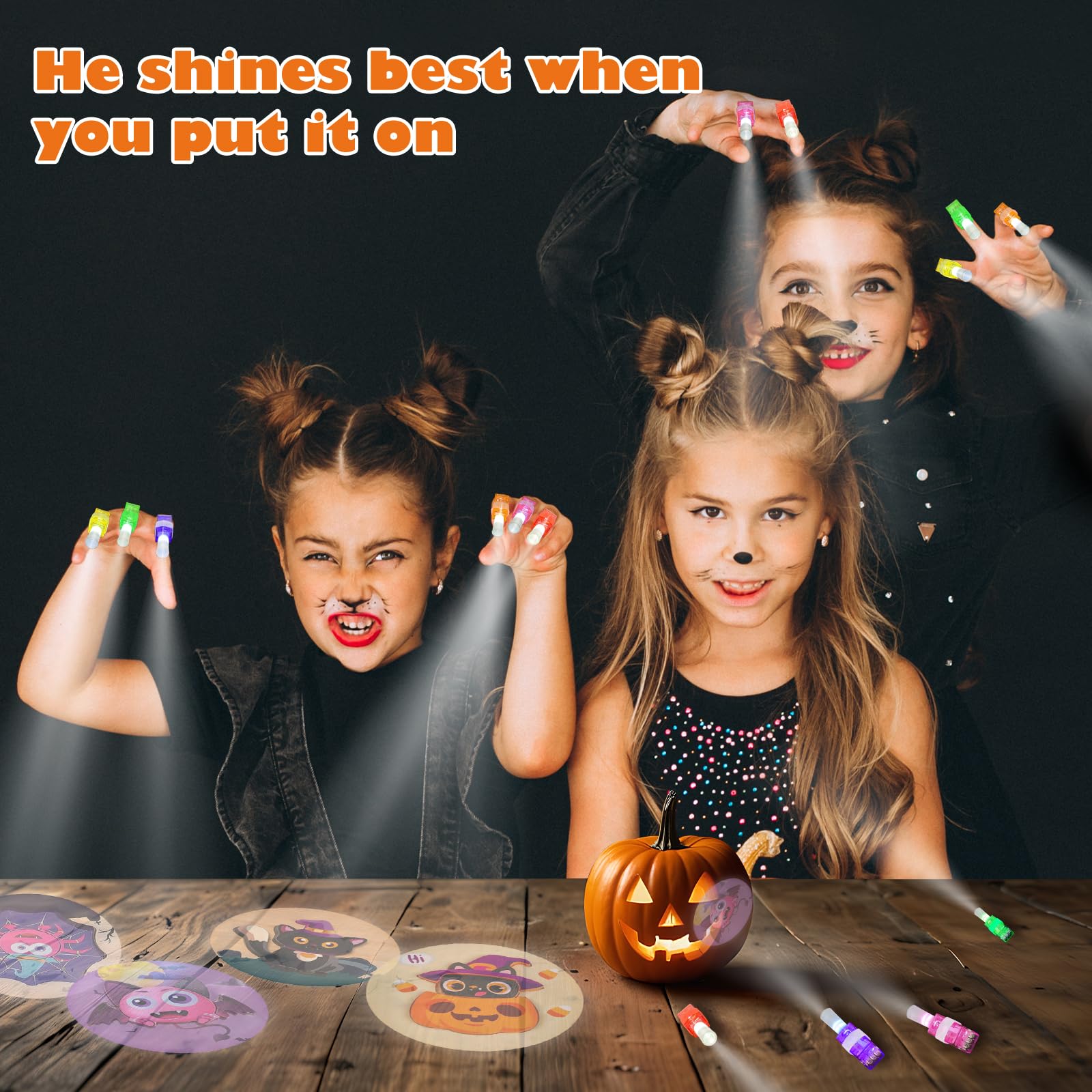 36Pcs Halloween Party Favors LED Light Up Finger Lights Toys Goodie Bag Fillers Treats Spooky Glow in The Dark Toys Bulk for Halloween Party Classroom Prizes Trick or Treat Gifts