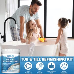 Tub and Tile Refinishing Kit, Tile Paint Touch Up Paint 35oz with Tools, Odorless DIY Countertop Paint for Wall, White Paint for Fiberglass/Bathroom/Floor/Cabinet/Kitchen/Porcelain