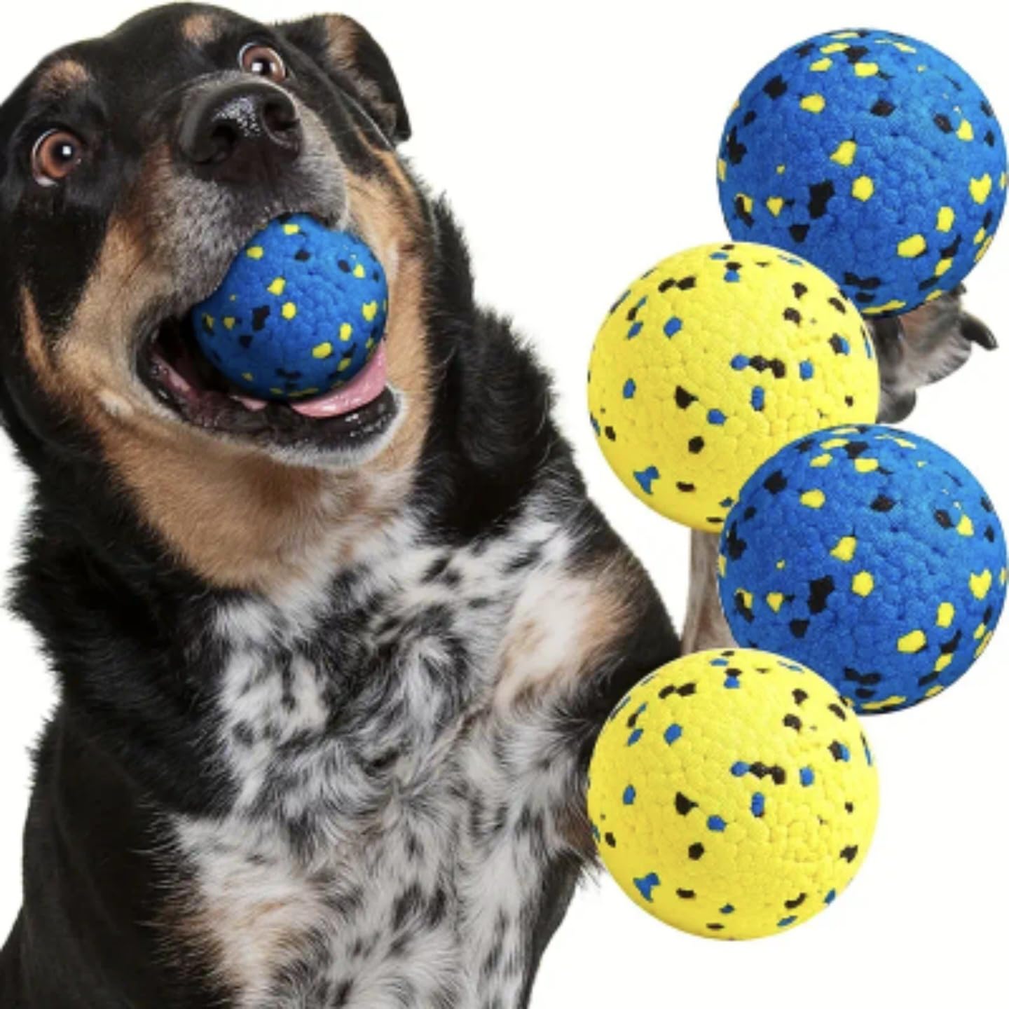 Qsrsjcq The Mellow Dog Calming Ball, Indestructible Dog Tennis Balls, Durable Bouncy Dog Toy Balls, Dog Balls for Teething, Interactive Dog Toys for Fetch Game (Small,2pcs)