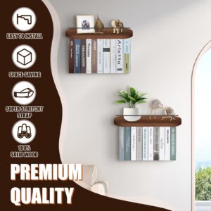 soleim Floating Bookshelves Set of 2,Wood Hanging Bookshelf,Double Storage Unique Wall Bookshelf,Upside Down Space Saving Unique Wall Bookshelf for Home Decor in Bedroom, Living Room,Study