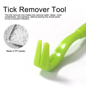 Quacc 3 PCS Tick Remover Tool, Plastic Painlessly Tick Remover Portable for Dogs Cats Humans (Green)