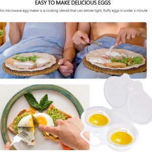 1pc White Microwave Egg Boiler Poacher,2 Cavity Nonstick Poached Egg Maker With Lid,Egg Poacher Microwave Egg Cooker,Double Drain Poached Egg Cups Cookware,Egg Poachers Specialty Cookware