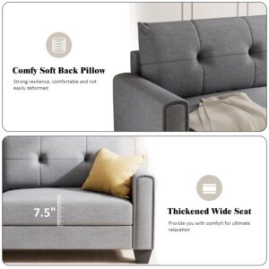 VOHOBY 82" Sofa Couches for Living Room, 3 Seater Sofa with Extra Deep Seats | Tufted Backrest | Thickened Cushion | Modern Comfy Sofa | Solid Wood Frame | Easy to Install, Prime Linen, Light Grey