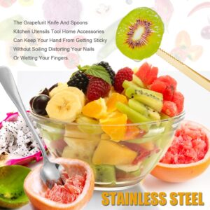 Grapefruit Spoons Serrated Edge Grapefruit Knife Stainless Steel Grapefruit Utensil Tool Dessert Spoons for Citrus Lemon Kiwi Salads Melon Lime Pitaya Apple Fruit Puree (Gold)