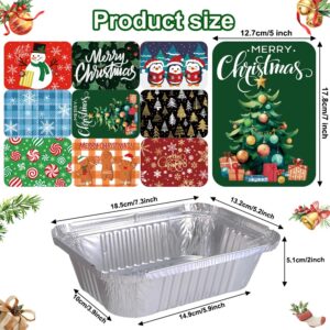 DIYDEC 36PCS Christmas Foil storage Containers 9 Styles Merry Christmas Disposable Leftover Food Containers with Lids Aluminum Cookie Tin Pans for Winter Holiday Gift Giving Party Supplies(Style B)