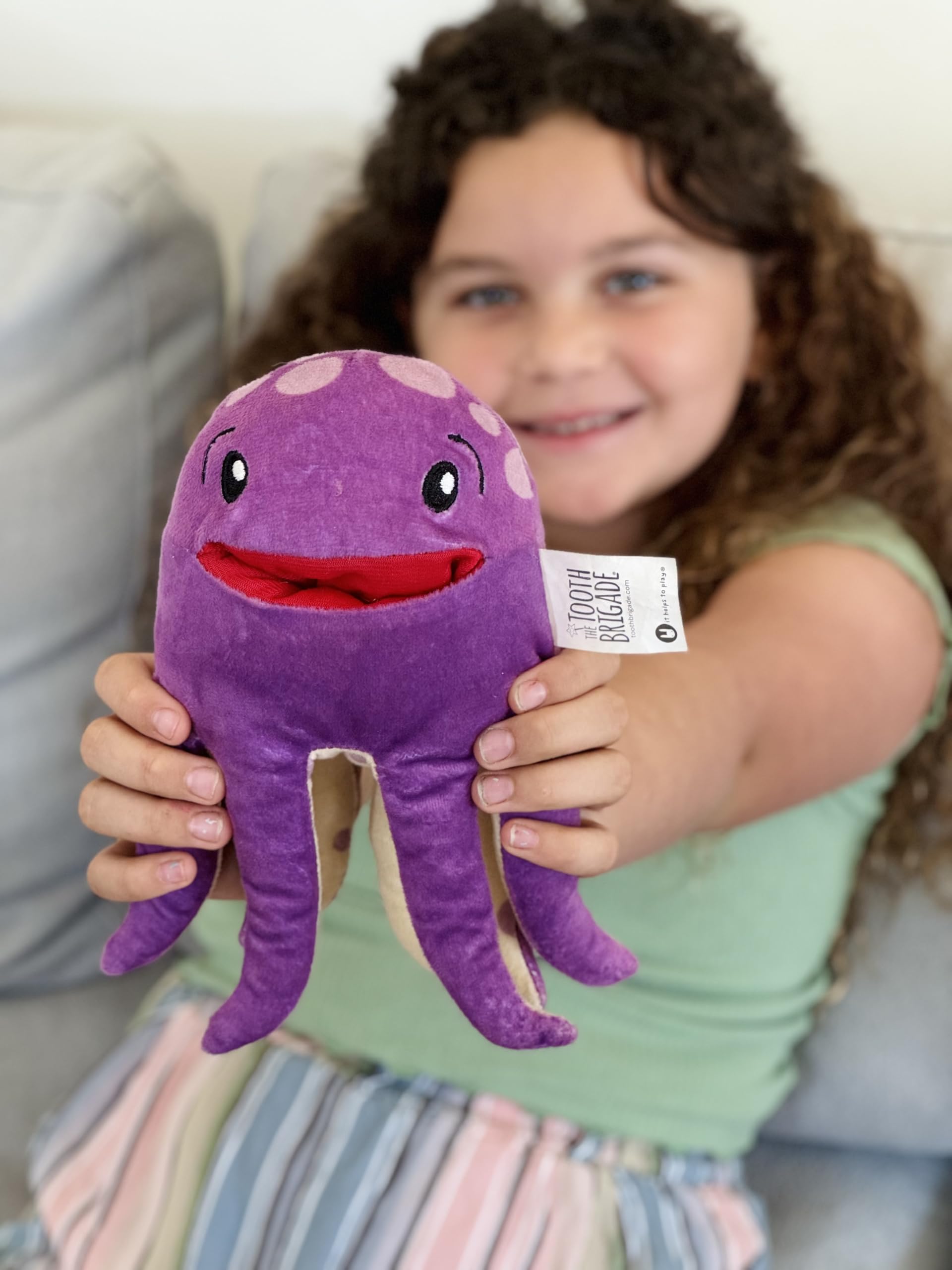 The Tooth Brigade Tooth Fairy Pillow | Fun and Interactive Stuffed Plush Toy with Large Pocket for Lost Teeth, Treasures, Prizes - Perfect for Kids, Boys, & Girls Gift (Bubbles Octopus)