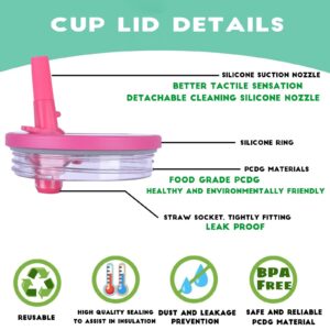 40oz Tumbler Flip Straw Lid Compatible with Stanley Cup, 2 Pieces Tumbler Replaceble Flip Straw Lid PCTG, Leak Proof Lid for Stanley 40 oz Quencher Tumbler, PCTG material (Frost & Pink Sand)