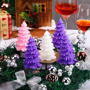 Ziliny 5 Pcs Christmas Tree Shaped Candles Advent Candles 4 Inches Purple Pink White Christmas Scented Candles Advent Votive Candle for Christmas Holidays Churches Home Celebration Party Decor