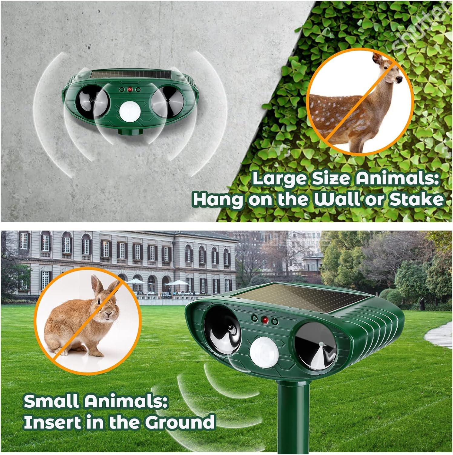 Thoveneth 4 Pack Ultrasonic Animal Repellent Outdoor Solar Animal Repeller with Motion Sensor Deer Repellent Device Waterproof Cat Deterrent to Repel Squirrel Dog Rabbit Skunk Raccoon