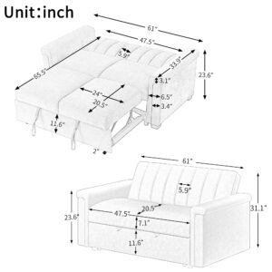 Amposei Convertible Loveseat Couch Small Sleeper Sofa with Pull-Out Bed for Small Spaces, Living Room, Apartment, Easy Assembly, Gray