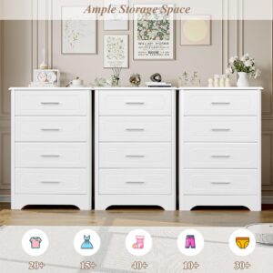 HITHOS Modern 4 Drawer Dresser for Bedroom, White Narrow Dresser Chest with Deep Drawers, Wood Chest of Storage Drawers, Tall Nightstand for Living Room, Bathoom, Entryway, Hallway, White