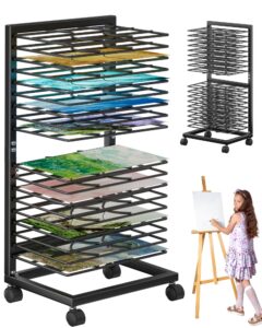 wisimmall art drying rack for classroom,18 removable shelves, painting drying rack with wheels, functional & mobile paint drying rack,stack rack for classroom, art studios and schools