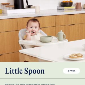 Lalo Little Spoon Set - 2 Piece Baby Spoons Set for Infants & Babies - Made From Food Grade Silicone Dishwasher Safe - Baby Feeding Essentials for Early Stage Mealtime - Sage