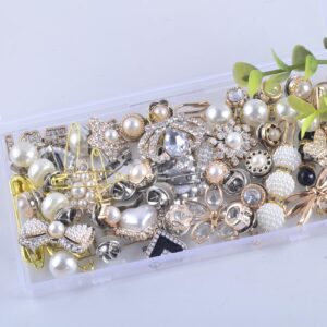 KJML DIY Charms for Socks 55pcs Sock Charms Pins Bling Sock Jewelry Charms Gold Sock Charms Brooch Sock Accessories Charms Designer Safety Pin Charms for Socks Shoes Junk Sock Charms