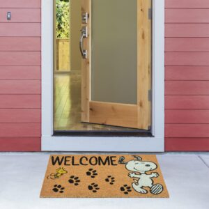 Gertmenian Peanuts Coir Mat (2-Pack) Welcome Mats for Front Door, Home Entrance, Garage, and Back Door, Home Decor, 20" x 34" Each, Peanuts Snoopy Welcome 80022