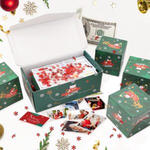 Xmas Surprise Gift Box Explosion for Money, Unique Folding Bouncing Red Envelope Gift Box with Confetti, Cash Explosion Luxury Gift Box for Christmas Mom Birthday Anniversary Valentine Proposal (15 Bounces) (Green)