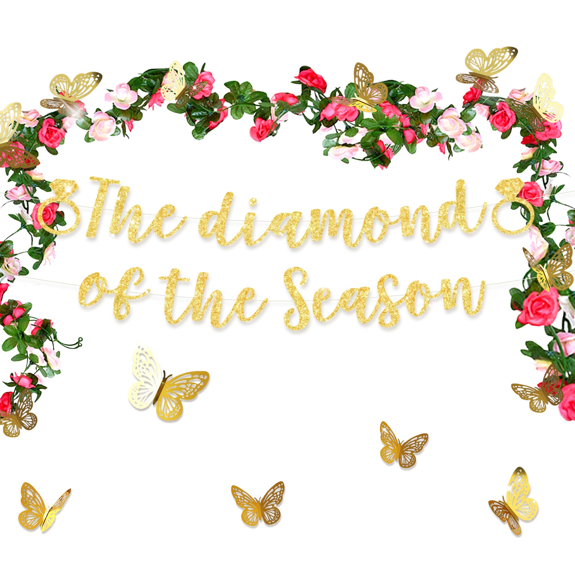 JeVenis Diamond of The Season Banner Tea Party Bridal Shower Decorations for High Tea Party Supplies Garden Party Bridal Shower