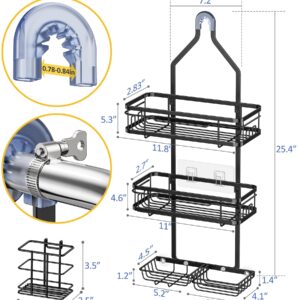 5-Pack Stainless Steel Shower Caddy Hanging Shower Organizer, No Drilling Rust-free Adjustable Non-Slip Non-Shake Bathroom Caddy Organizer storage for Inside Bath Over Shower Head Rack Holder, Black