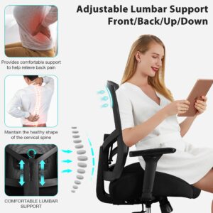 Blue Whale Big and Tall Office Chair 500lbs 3D Cushion Ergonomic Office Chair with 4D Armrests and Adjustable Lumbar Support Office Desk Chair for Adult Heavy Duty Mesh Computer Chair