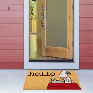 Gertmenian Peanuts Coir Mat (2-Pack) Welcome Mats for Front Door, Home Entrance, Garage, and Back Door, Home Decor, 20" x 34" Each, Peanuts Snoopy Welcome 80022