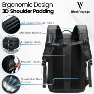 BlackVoyage Vacuum Seal Compression Travel Backpack 60L Expandable | Vacpack Airbag Water Resistant & TSA Lock Anti Theft Black (Vacuum Pump Included)