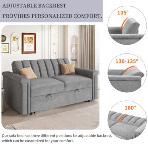 Amposei Convertible Loveseat Couch Small Sleeper Sofa with Pull-Out Bed for Small Spaces, Living Room, Apartment, Easy Assembly, Gray