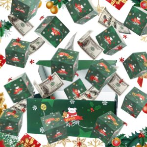 xmas surprise gift box explosion for money, unique folding bouncing red envelope gift box with confetti, cash explosion luxury gift box for christmas mom birthday anniversary valentine proposal (15 bounces) (green)