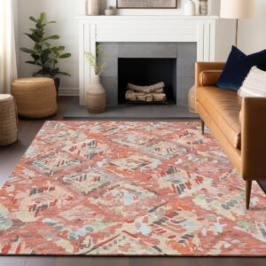 addison rugs chantille acn1328 coral 8' x 10' indoor/outdoor, machine washable, easy clean, non shedding, bedroom, living room, dining room, kitchen, patio rug