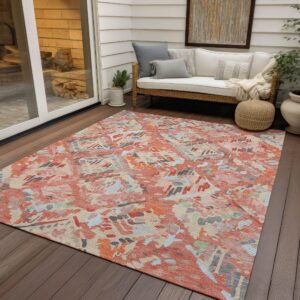 Addison Rugs Chantille ACN1328 Coral 8' x 10' Indoor/Outdoor, Machine Washable, Easy Clean, Non Shedding, Bedroom, Living Room, Dining Room, Kitchen, Patio Rug