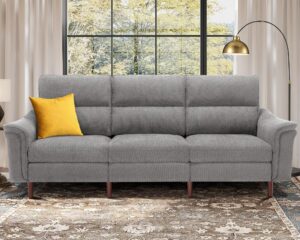 hanherry 99" modular sectional sofa couch for living room, comfy 3-seater chenille fabric couch, curved wide armrest, high backrest,wide and deep seat, upholstered couch & removable cover