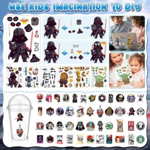 Kids Birthday Party Supplies - 146Pcs Party Favor Set Include 12 Cups, 12 Sticks Straw, 12 Keychains, 12 Face Stickers, 12 Thanks Cards, 12 Bubble Sticks, 12 Stamps, etc Gift for Kids Boys Girls