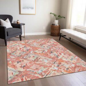 Addison Rugs Chantille ACN1328 Coral 8' x 10' Indoor/Outdoor, Machine Washable, Easy Clean, Non Shedding, Bedroom, Living Room, Dining Room, Kitchen, Patio Rug