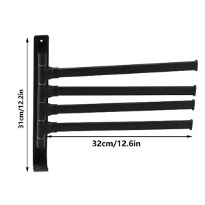 Eurollar Towel Racks for Bathroom, Rotating 4 Poles Towel Rack, Space Aluminum Folding Matte Black Finish, Wall Mount Rotatable Bath Towel Hanger, for Bathroom, Kitchen, Hotel