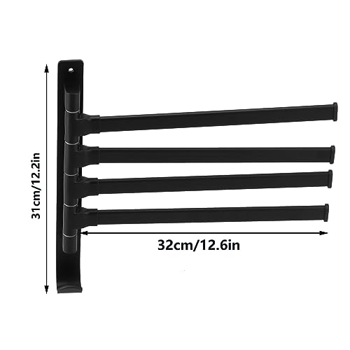 Eurollar Towel Racks for Bathroom, Rotating 4 Poles Towel Rack, Space Aluminum Folding Matte Black Finish, Wall Mount Rotatable Bath Towel Hanger, for Bathroom, Kitchen, Hotel