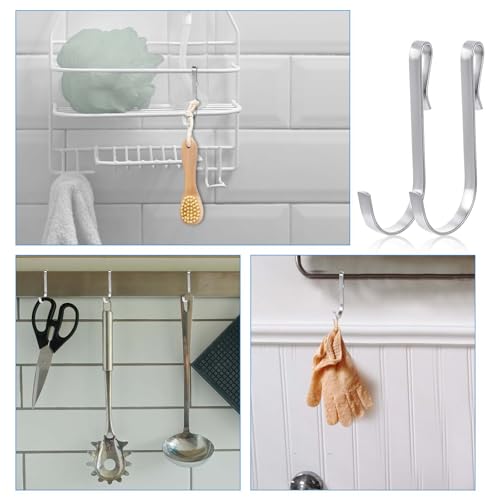 20 PCS Snap On Hooks Wire Rack Hook Stainless Steel J Shaped Hooks Hanger Clip-on Hooks, Hanging Sink Grid Hook Wire Rack Hook Heavy Duty Wire Rack Hook Utility Hooks for Kitchen Bedroom Office Wir