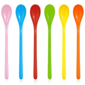 giantree 6 pcs long handle spoons, long handle mixing spoon, 7.28 inches colorful teaspoons, coffee spoons tall iced tea ice cream sundae cocktail hot chocolat stirring longdrink spoons