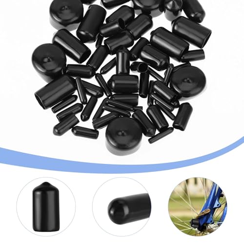 160 Pcs Rubber End Caps 2/25'' to 4/5'' Vinyl End Caps Flexible Rubber Caps Vinyl Tube Bolt Cap Rubber Screw Covers Black Bolt End Caps Screw Caps Thread Protectors for Metal Tube Rod Bolt(9 Sizes)