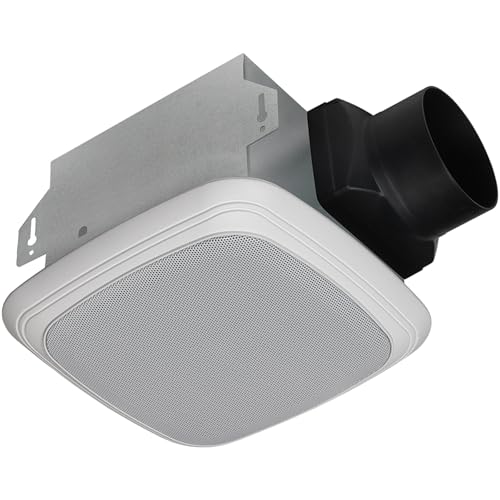 Homewerks 110 CFM Bathroom Exhaust Fan with Bluetooth Speakers, White, Quiet Operation, Easy-Fit Installation, Compatible with Smartphones and Tablets