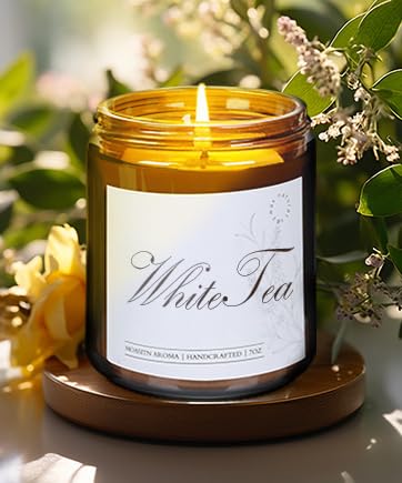 MOASITN White Tea Strong Scented Candles for Home| Bergamot,Tuberose,White Tea,Musk Scented Soy Candle| Longlasting Aromatherapy Candle| Women,Men Jar Candel Gift for Birthday,Housewarming,Relaxing