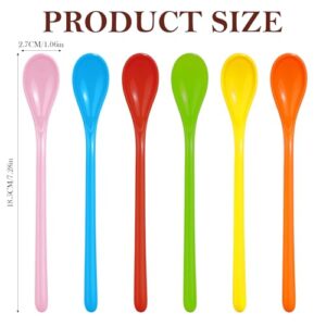 Giantree 6 PCS Long Handle Spoons, Long Handle Mixing Spoon, 7.28 Inches Colorful Teaspoons, Coffee Spoons Tall Iced Tea Ice Cream Sundae Cocktail Hot Chocolat Stirring Longdrink Spoons