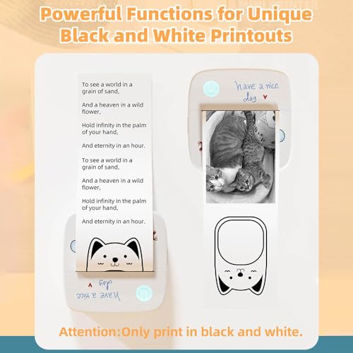 Label Printer,Mini Pocket Printer Portable Thermal Instant Photo Printing Label Maker Machine BT Wireless Connect Compatible with Android or iOS APP Support Receipt Label Memo Sticker Notes