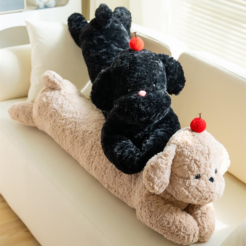 DEWSIL Long Dog Plush Pillow Soft Dog Body Pillow, 41 in Dog Stuffed Animals Plushie Hugging Long Body Throw Sleeping Pillow, Cute Teddy Dog Plsuh Toy for Boys Girls Adults (Black)