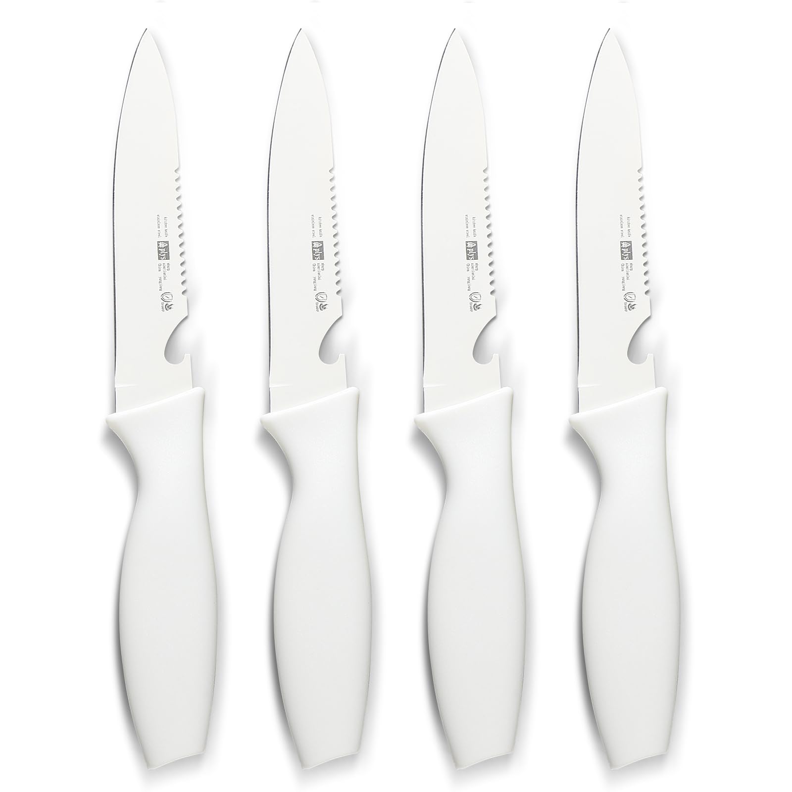 Plys Paring Knife - 4.5 inch Paring Knives Set of 4 Small Kitchen Knife, Sharp Fruit Paring Knife and Coring, Bottle Opener Design German Stainless Steel Ergonomic Handle