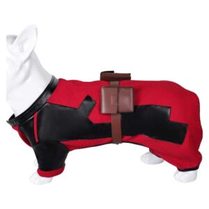 Zhinina Pet Costume Puppy Uniform Clothing Dog Halloween Outfit Cat Clothes Roleplay Props with Belt Bag Cosplay Accessories