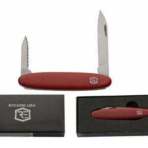 3.25" 2-Blade Trapper Pocket Knife - 440 Stainless Steel, Lightweight EDC Knife with Serrated Blade, Swiss Army Style, ABS Handle, Brass Pins - Ideal for Outdoor and Everyday Carry - Burgundy