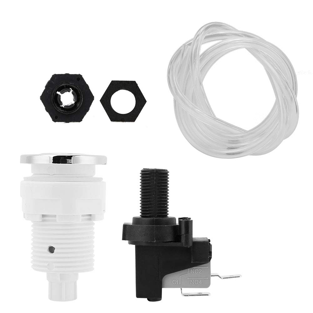 Self lock Air Pressure Switch Button Air Hose Micro Switch for Massage Bathtub, Waste Garbage Tub with 1 Meter PVC Pipe