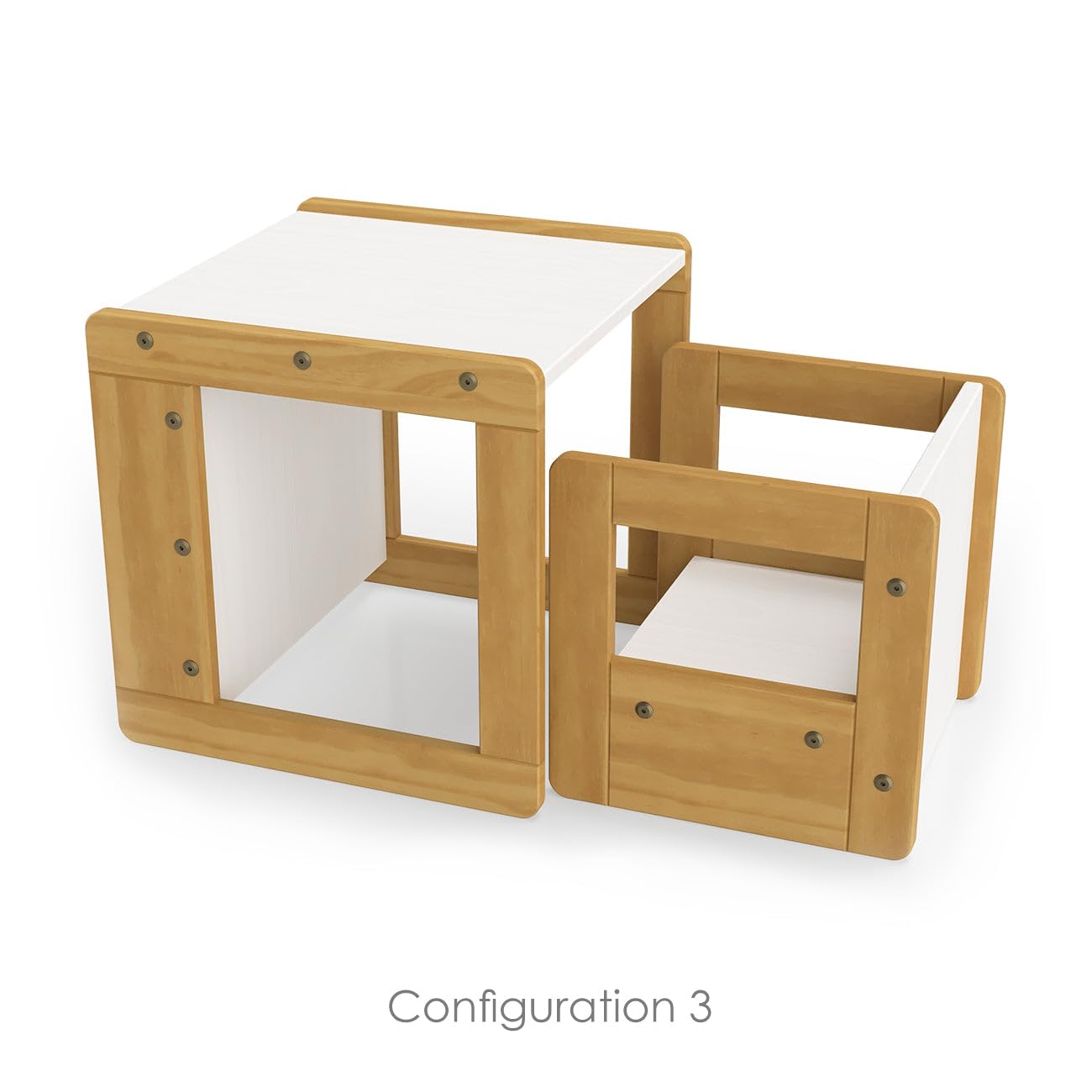 P'Kolino klick Duo Desk - Natural/White - Solid Pine Wood - Multiple Seat and Table Height adjustments to Grow with Your Child